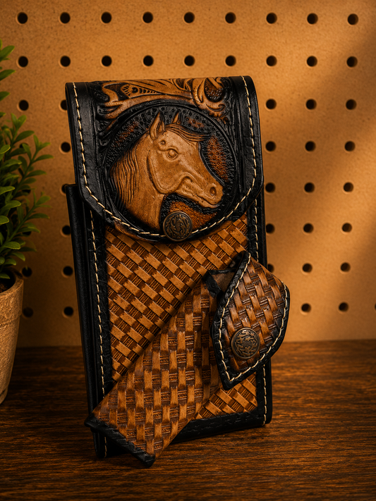 Western Floral Leather Phone Holster