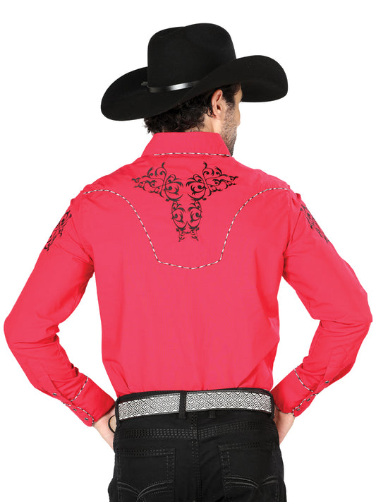 El General Embroidery Western Shirt Red/Black 40992