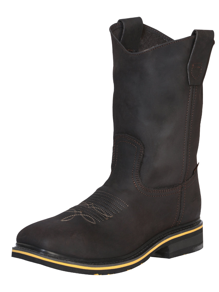 Establo Men’s Rodeo Boot - Crazy Leather Chocolate with Steel Toe 41545