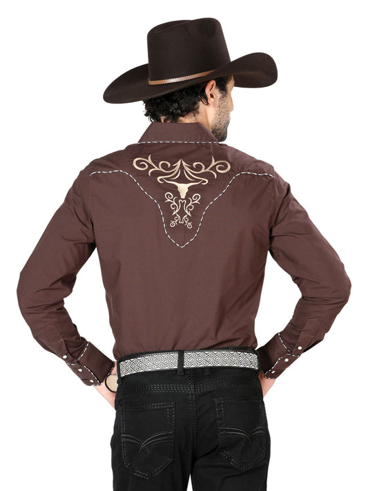 The General Embroidery Western Shirt Brown/Gold 42891