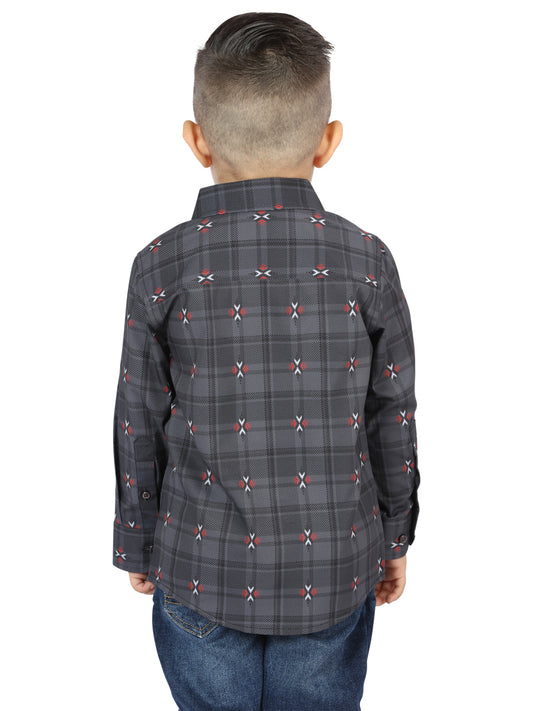The General Gray/Brown Casual Long-Sleeve Shirt 44742