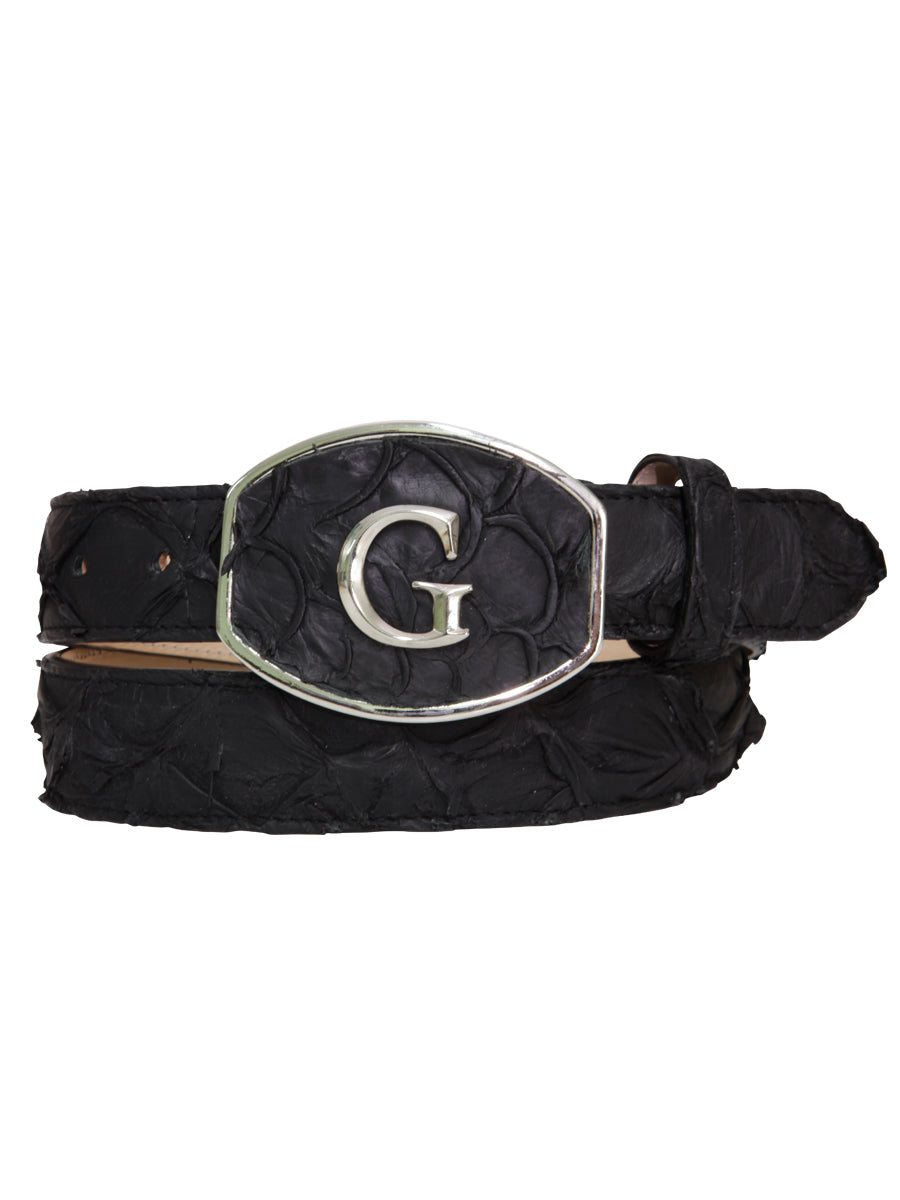 The General Exotic Monster Fish Leather Belt - Black 45309