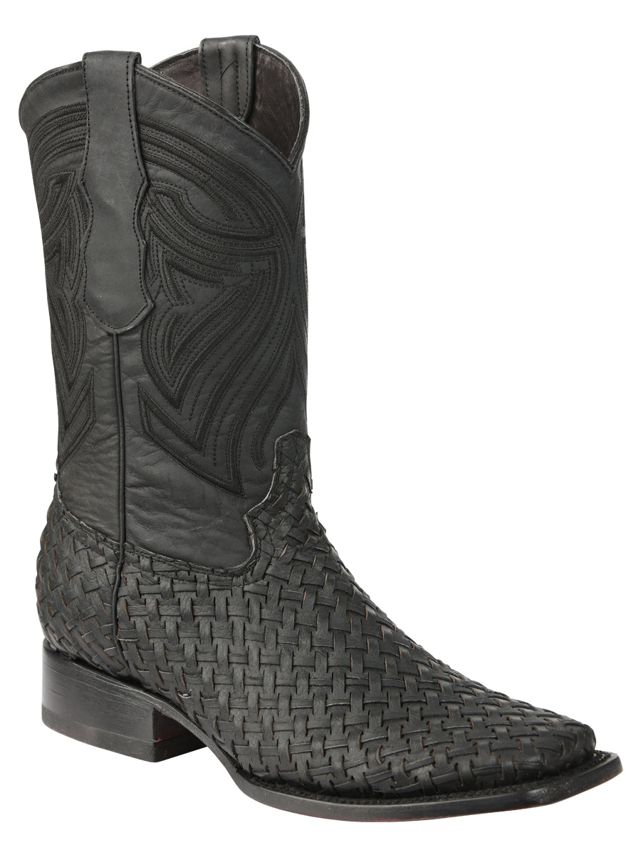 El General Men's Leather Rodeo Boots Petatillo - Black 45400