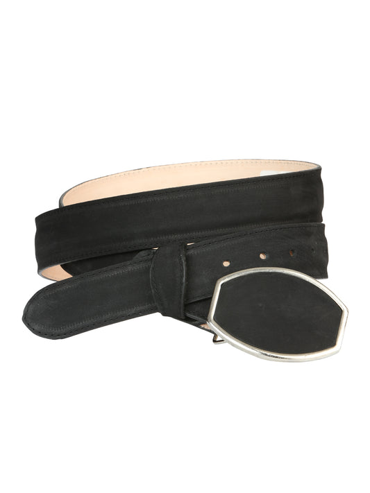 El General Men's Western Nubuck Black Belt 45575