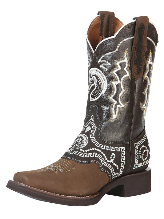 El General Rodeo Boot - Nubuck Dark Brown with Embroidery 51117