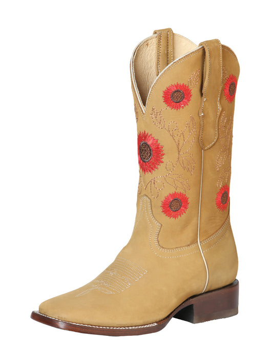 Woman Cowboy boot El General - Leatrher Nubuck Honey 51125