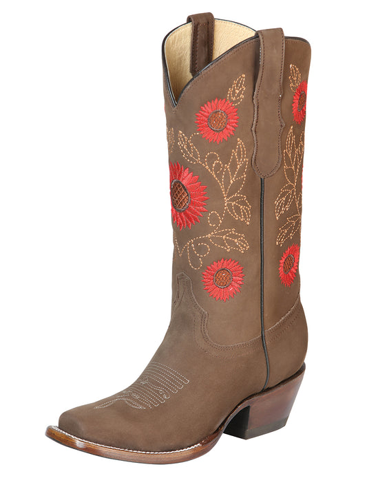 El General Women's Western Boots Nubuck Leather
 - Camel 51162