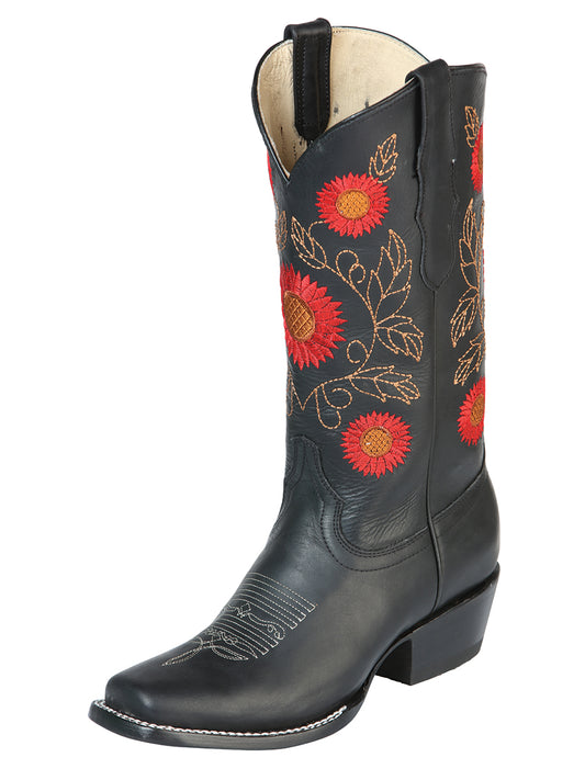 El General Women's Western Boots Crazy Leather
 - Black 51163