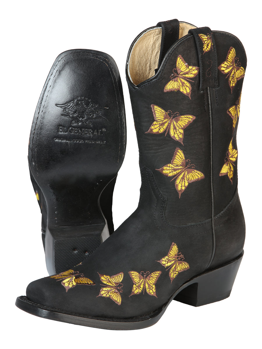 El General Womens Rodeo Boot - Nubuck Black 51220