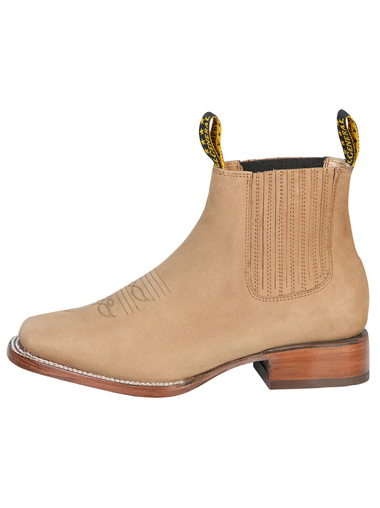El General Square Toe Ankle Boot - Nubuck Sand 126197
