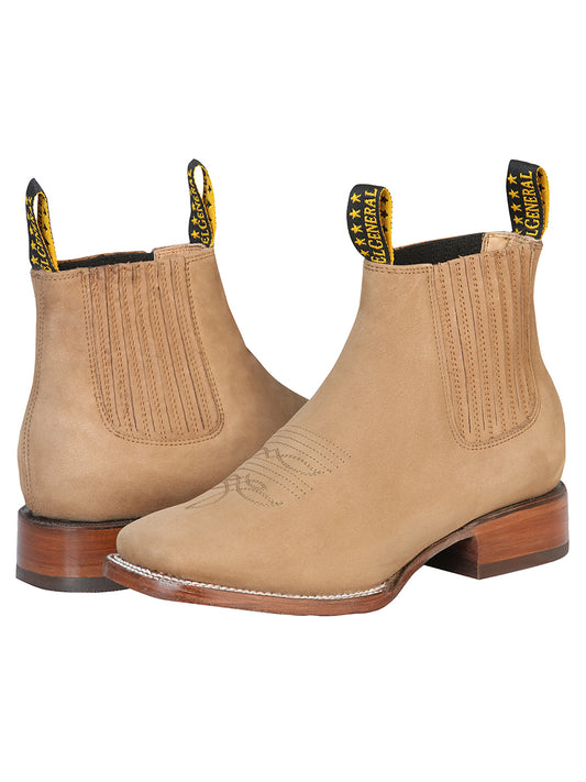 El General Square Toe Ankle Boot - Nubuck Sand 126197