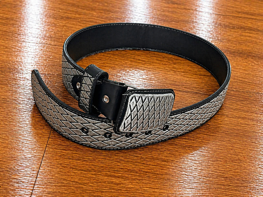 Diamond Grid Leather Belt