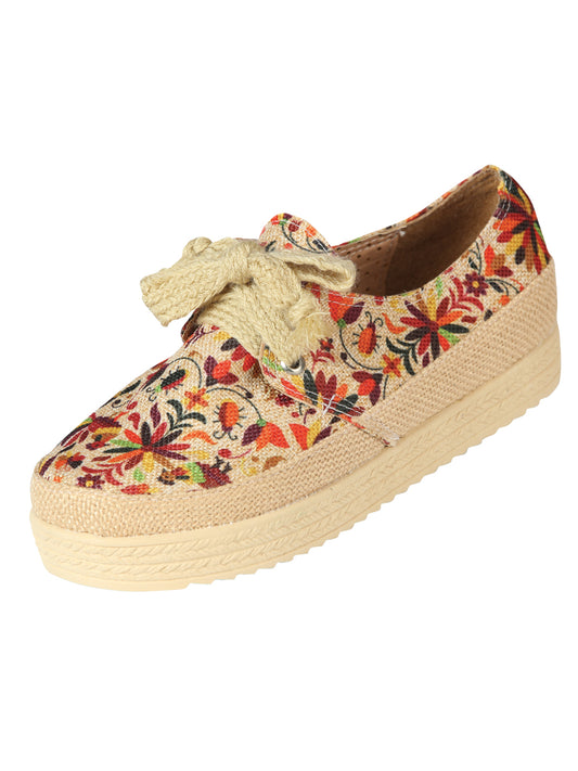 Mexican Artisanal Jute Tennis 50% Cotton, 50% Polyester Multicolor 603959