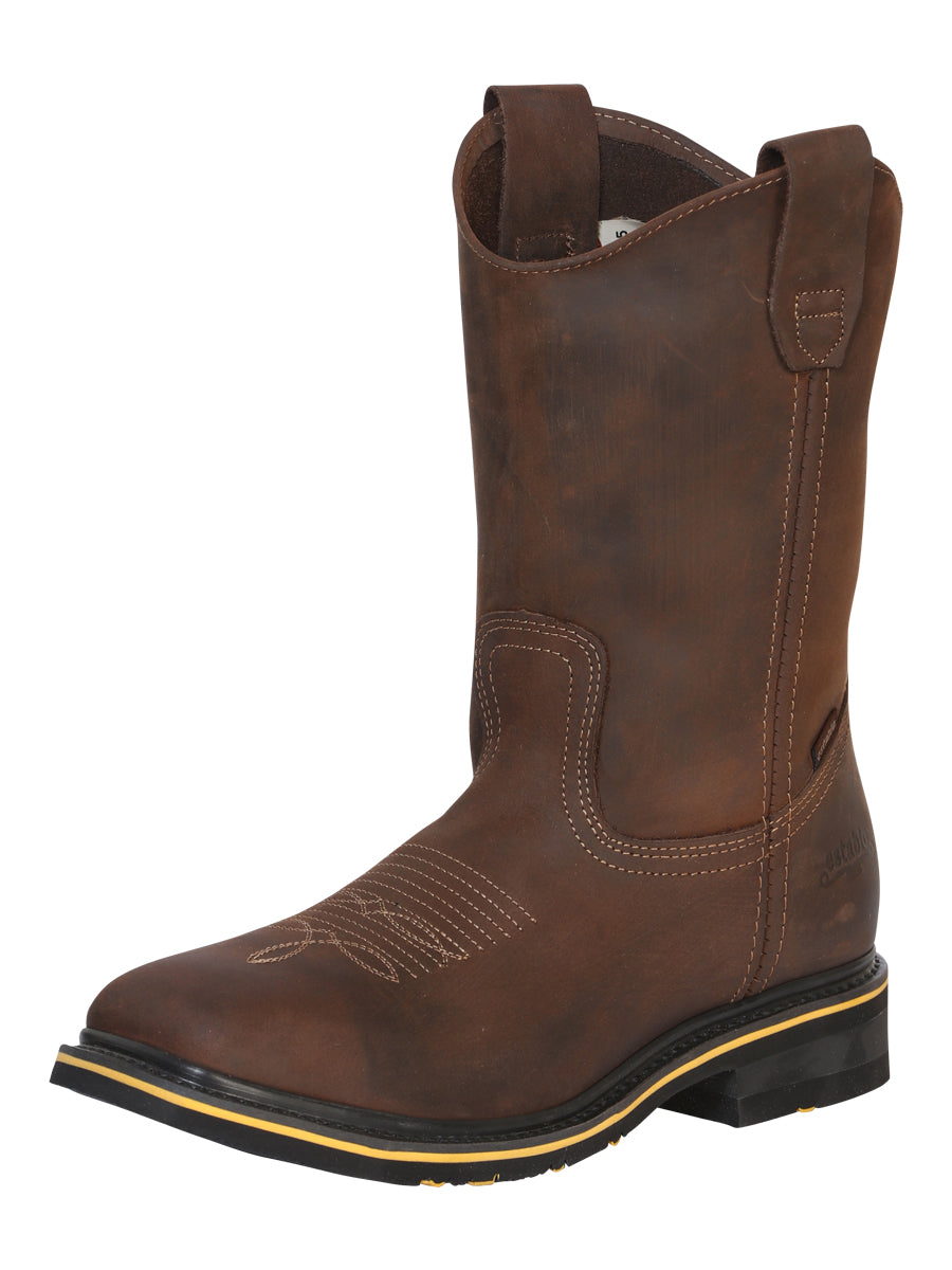 Establo Men's Rodeo Boot - Crazy Leather Tan with Steel Toe 41544
