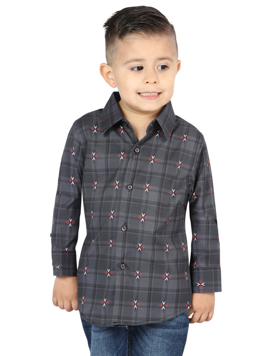 The General Gray/Brown Casual Long-Sleeve Shirt 44742