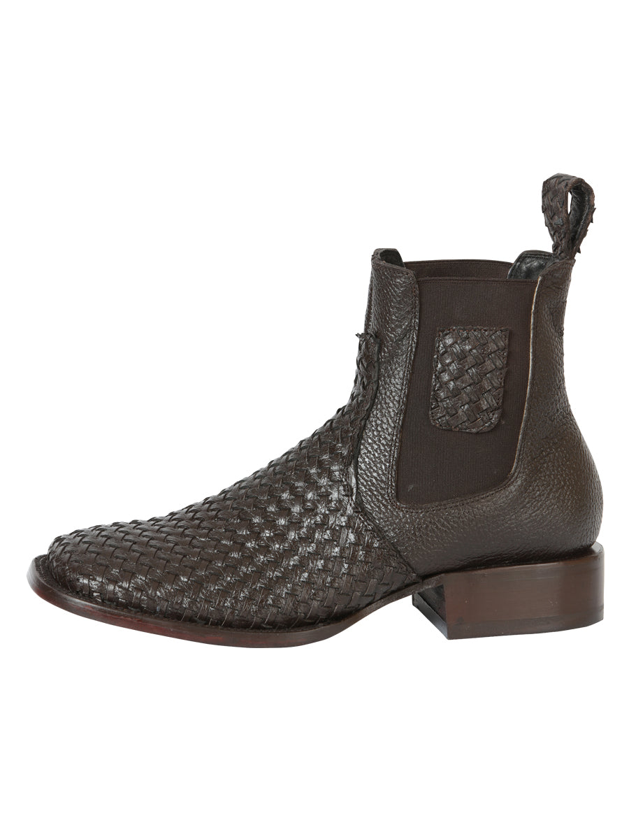 El General Men's Rodeo Brown Petatillo Woven Ankle Boots 45177