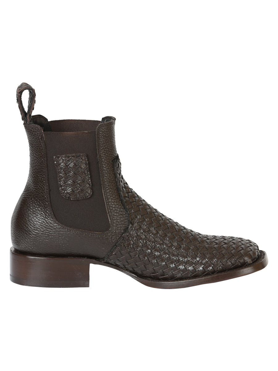El General Men's Rodeo Brown Petatillo Woven Ankle Boots 45177