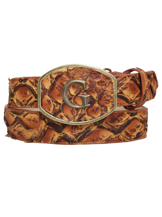 The General Exotic Monster Fish Leather Belt - Cognac 45306
