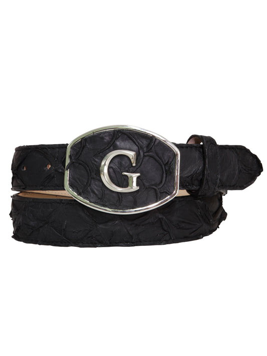 The General Exotic Monster Fish Leather Belt - Black 45309