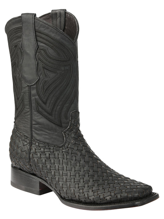 El General Men's Leather Rodeo Boots Petatillo - Black 45400