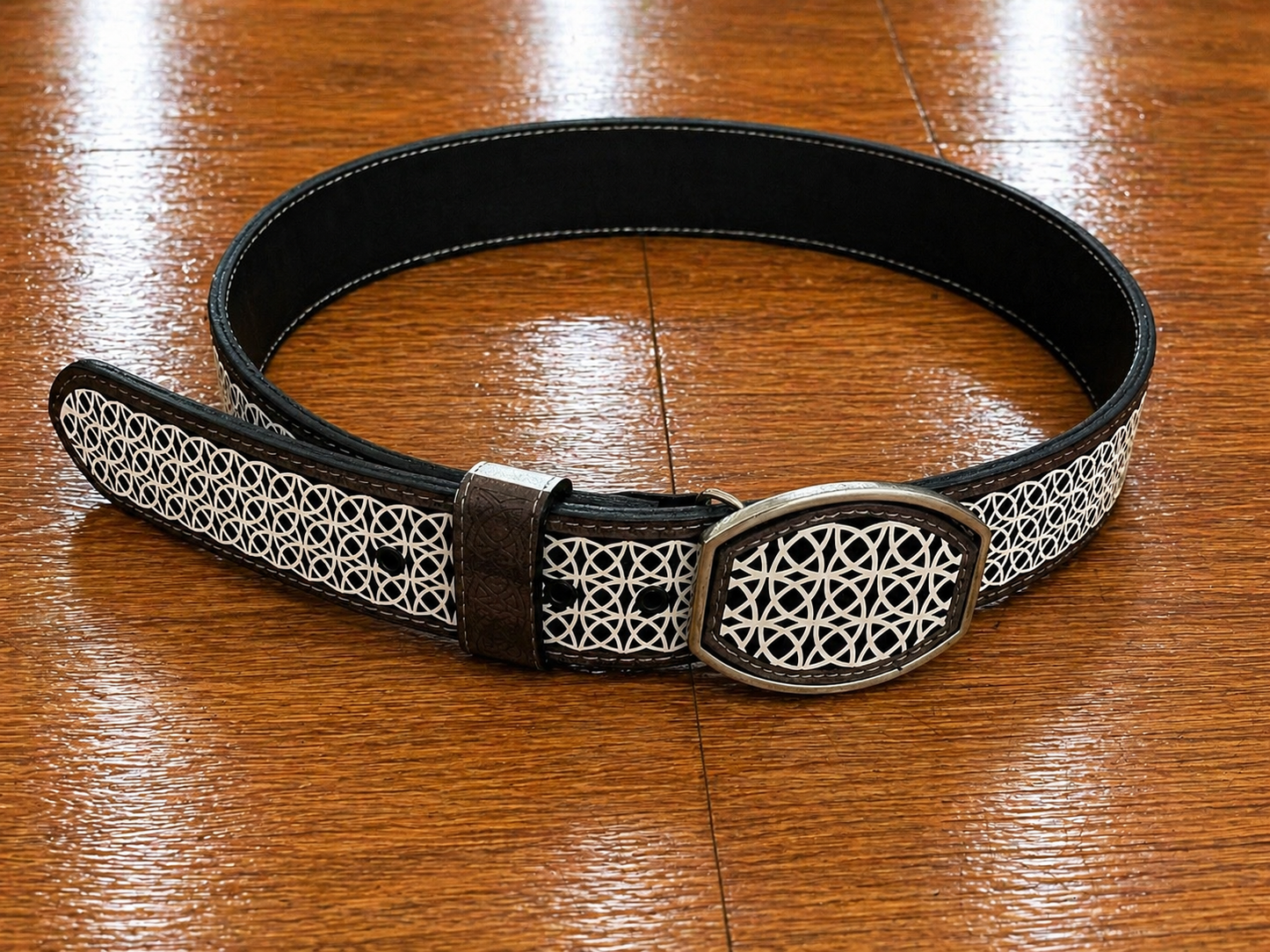 Monarch Pattern Leather Belt