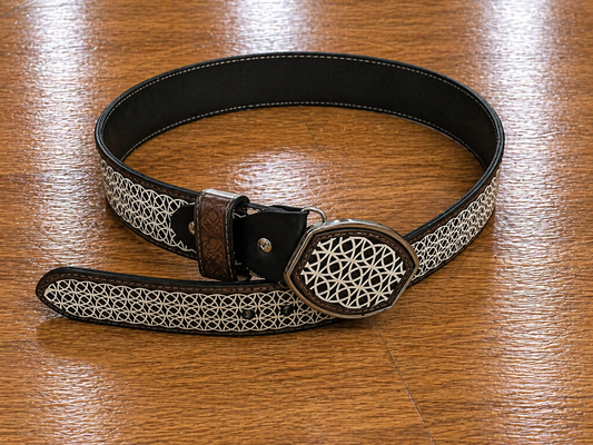 Monarch Pattern Leather Belt