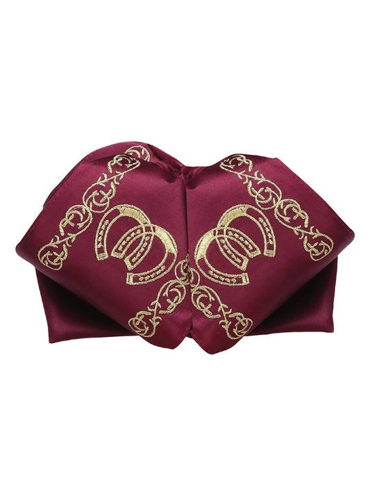 Adult
 Mexican Charro Bow Tie 100% Polyester Wine/Gold 601588