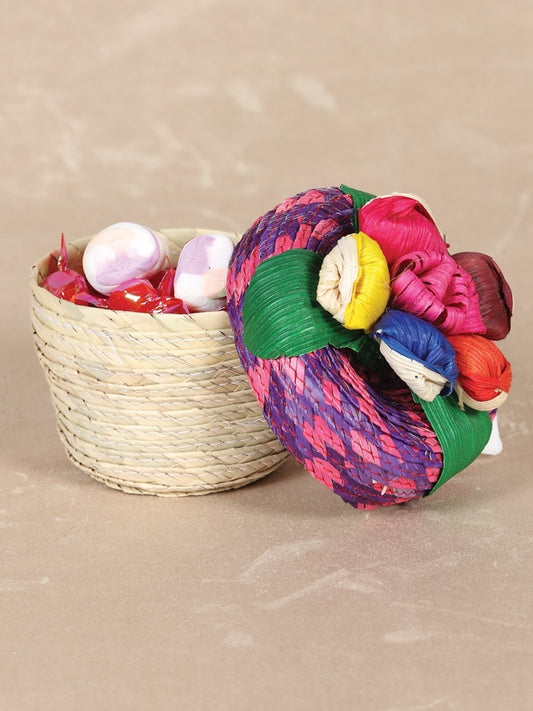 Artisanal Candy Holder/Jewerly Holder 100% Palm Leaf Multicolor 602140