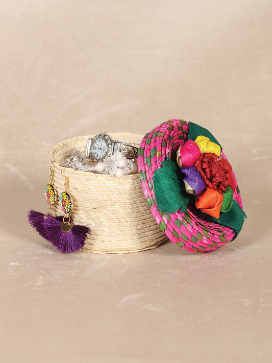 Artisanal Candy Holder/Jewerly Holder 100% Palm Leaf Multicolor 602141