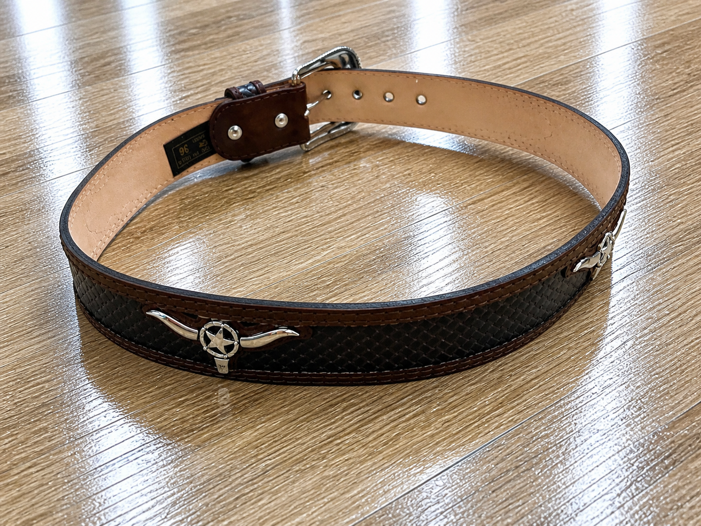 The Texas Star: Embossed Leather Longhorn Belt