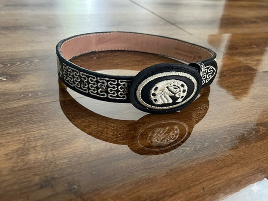 The Midnight Stallion: High-Gloss Piteado Horsehide Belt