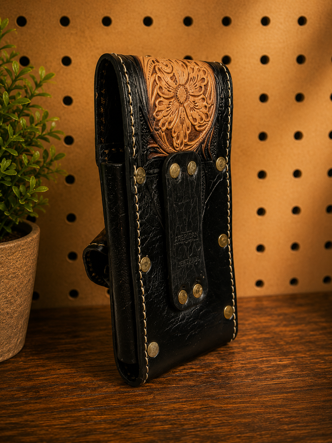 Western Floral Leather Phone Holster