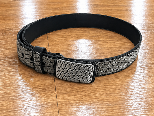 Diamond Grid Leather Belt